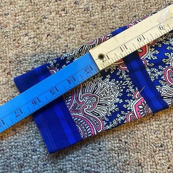 Wisp Women 4p 3/4 Sleeve Shift Dress Blue Geometric Presley Knees Length Comfort - Picture 3 of 8